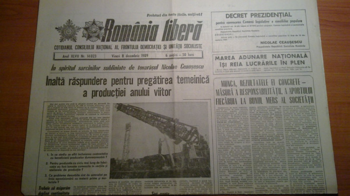 ziarul romania libera 8 decembrie 1989