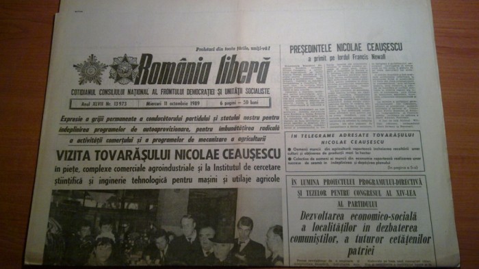 ziarul romania libera 11 octombrie 1989