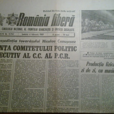ziarul romania libera 4 februarie 1989-sedinta comitetului politic executiv