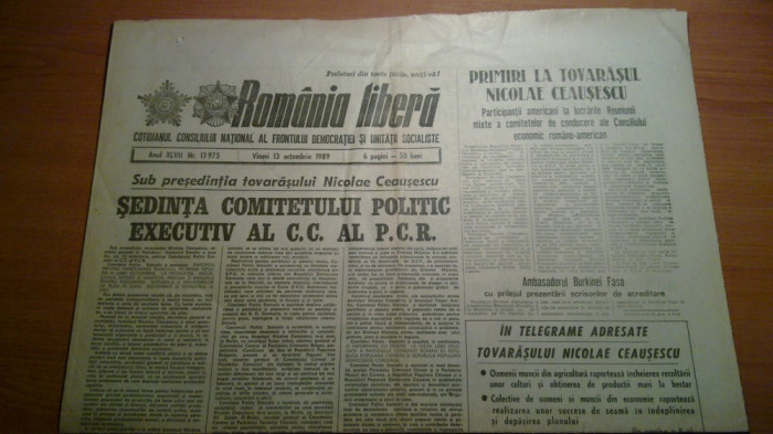 ziarul romania libera 13 octombrie 1989
