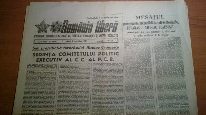 ziarul romania libera 5 septembrie 1989