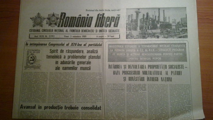 ziarul romania libera 3 noiembrie 1989