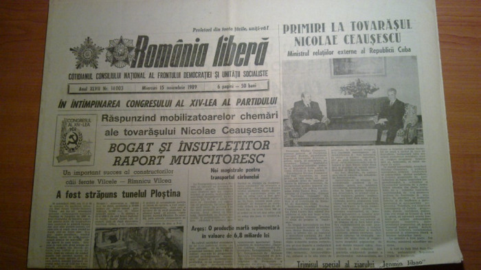 ziarul romania libera 15 noiembrie 1989