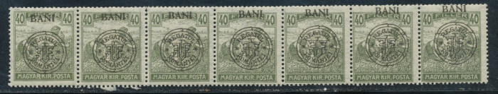 1919 ROMANIA Oradea seceratori 40 B streif de 7 sursarj oblic si cadru spart