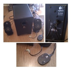 Boxe Logitech X210 sistem 2.1 - subwoofer + 2 sateliti si telecomanda fir foto