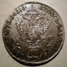 C.388 AUSTRIA FRANZ I 10 KREUZER 1815 A XF ARGINT 3,9g