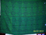 Covor din lana traditional autentic taranesc, tesut manual la razboi, cu model geometric specific, verde, Ardeal/ Transilvania-Alba, 1950, NOU