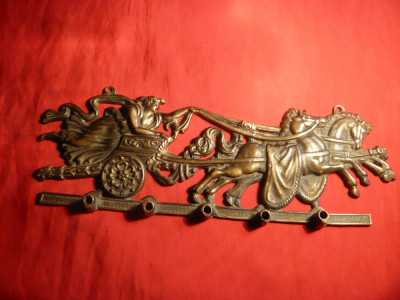 Cuier din bronz , vechi - Car de Razboi antic ,L= 26,5 cm foto