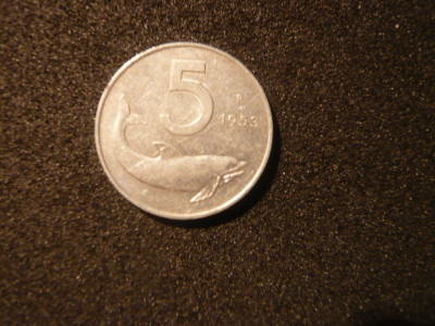 5 LIRE 1953 ITALIA ,aluminiu ,cal.Buna-F.Buna ,d=2cm. foto