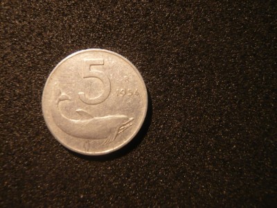 5 LIRE 1954 ITALIA ,aluminiu ,cal.Buna ,d=2cm. foto