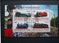 CIAD 2010 - LOCOMOTIVE DE EPOCA, bloc de 4 stampilat, PT26 foto