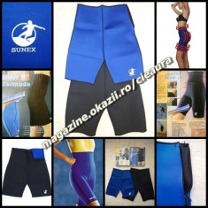 SHORT ALBASTRU BERMUDE PANTALONI SCURTI NEOPREN SPORT FITNESS AEROBIC SLABIT INGUSTARE FORME BURTA TALIE SOLDURI ARIPIOARE DAMA BARBATI foto