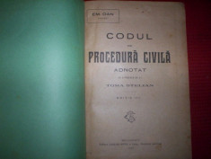 Codul de procedura civila adnotat/an 1921-Em.Dan foto