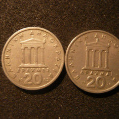 SET 2 monede -20 DRAHME ,GRECIA ,1976 ,1982