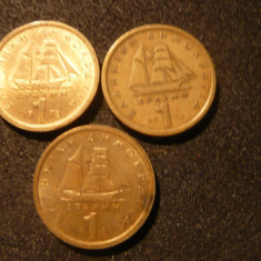 SET 3 monede 1 DRAHMA GRECIA -1976 ,1978 ,1980 , bronz
