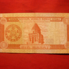 Bancnota 1 Manat TURKMENISTAN , cal.medie