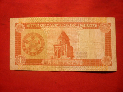 Bancnota 1 Manat TURKMENISTAN , cal.medie foto