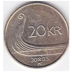 Moneda Norvegia 20 Kroner 2003 - KM#453 XF