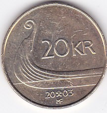 Moneda Norvegia 20 Kroner 2003 - KM#453 XF foto
