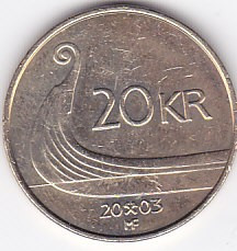 Moneda Norvegia 20 Kroner 2003 - KM#453 XF