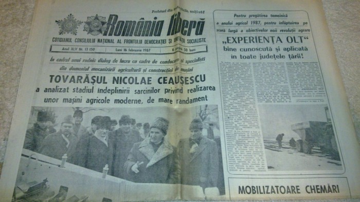 ziarul romania libera 16 februarie 1987