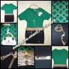 Rochie Ocazie Verde Smarald, Maneca Scurta, Colier Triplu, Piele Eco Maro. Marimi S/M. Retro, Eleganta, Cocktail, Club