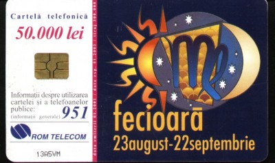 Cartela telefonica fecioara, Rom 90a foto