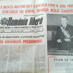 ziarul romania libera 28 martie 1989 (tara isi omagiaza presedintele )