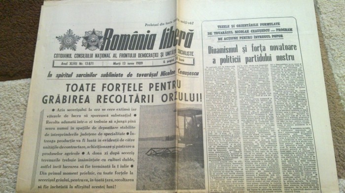 ziarul romania libera 13 iunie 1989