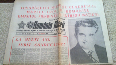 ziarul romania libera 26 ianuarie 1989 (ziua de nastere a lui ceausescu) foto