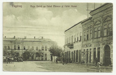 Fagaras : Piata Unirii cu Hotel Mercur si Hotel Haner - circulata 1924,timbre foto