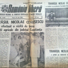 ziarul romania libera 29 iulie 1988 (vizita lui ceausecu in jud .constanta)