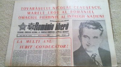 ziarul romania libera 26 ianuarie 1989 (ziua de nastere a lui ceausescu) foto