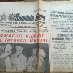 ziarul romania libera 7 ianuarie 1984 (ziua de nastere a elenei ceausescu )