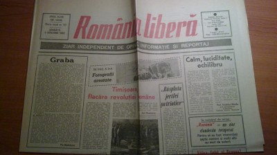ziarul romania libera 6 ianuarie 1990 (revolutia ) foto
