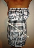 Rochie Balon Scurta, Bumbac 100%, Fara Bretelle, Bust Incretit, Imprimeu Fond Alb, Marimi S, M, L