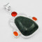 SUPERB !!! - Pandantiv MARE (121 CT), 925 Silver (marcat) cu Natural Green Aventurine &amp;amp;amp;amp; Brazil Citrine