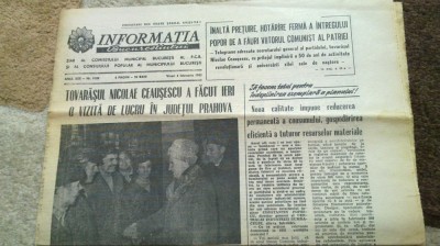 ziarul informatia bucurestiului 4 februarie 1983-ceausescu vizita in jud.prahova foto