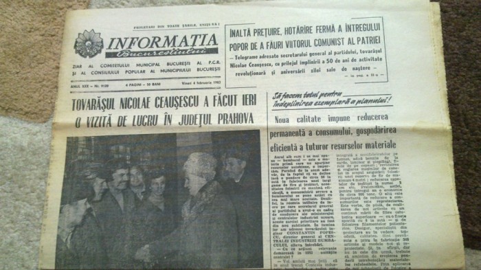 ziarul informatia bucurestiului 4 februarie 1983-ceausescu vizita in jud.prahova