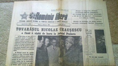 ziarul romania libera 4 februarie 1983 (vizita lui ceausescu in jud. prahova ) foto