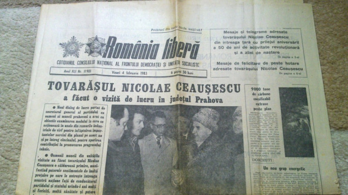 ziarul romania libera 4 februarie 1983 (vizita lui ceausescu in jud. prahova )