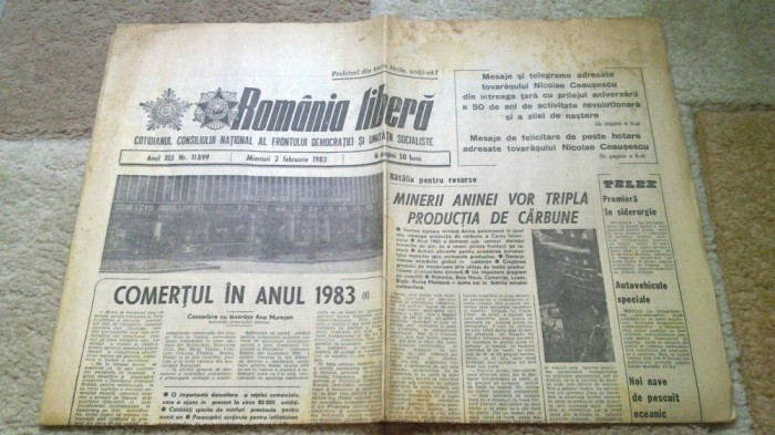 ziarul romania libera 2 februarie 1983 foto mare ziarul romania libera 2 februarie 1983 foto mare