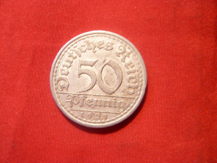 50 Pf.1921 ,Germania ,lit. D ,aluminiu ,d=2,3cm. cal. BUNA