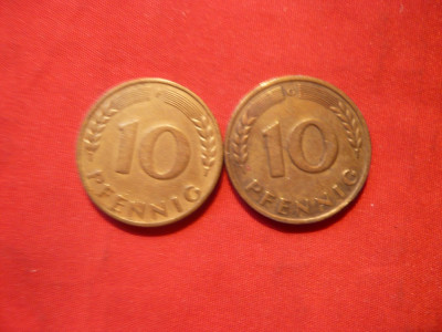Set -10 Pfenigi 1949 litere:F si G ,RFG ,bronz ,cal.Buna ,d=2,1 foto