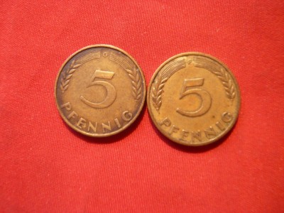 Set -5 Pfenigi 1950 litere:FsiG ,RFG ,bronz ,cal.Buna ,d=1,8cm foto