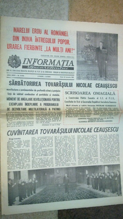 informatia bucurestiului 27 ianuarie 1989-sarbatorirea tovarasului n. ceausescu