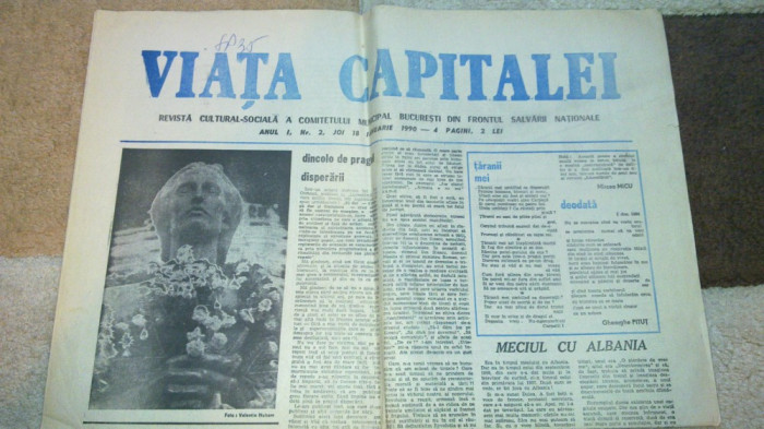 ziarul viata capitalei nr. 2 -18 ianuarie 1990