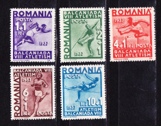 Timbre ROMANIA 1937/* 121 - BALCANIADA Serie Compl. Nest. foto