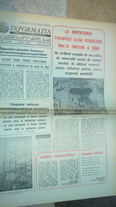 informatia bucurestiului 7 ianuarie 1984-ziua de nastere a elenei ceausescu