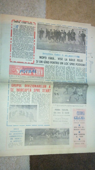 ziarul sportul supliment fotbal 27 ianuarie 1989